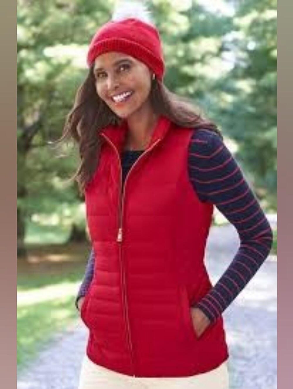 NWT Price Tag $139!!  Talbots Red Quilted Puffer Vest with Gold Zip